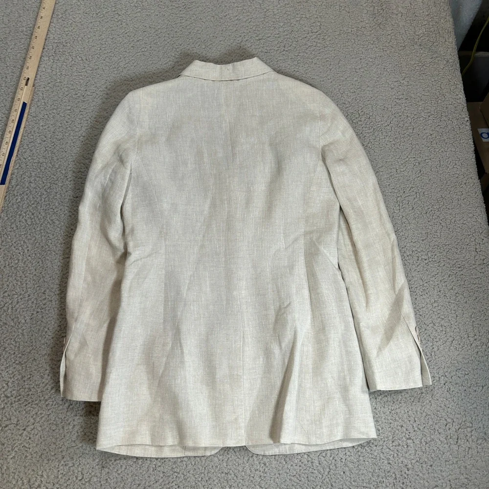 Brooks Brothers Milano Fit Linen Blazer‎ Beige Two Button Jacket Womens Size 4